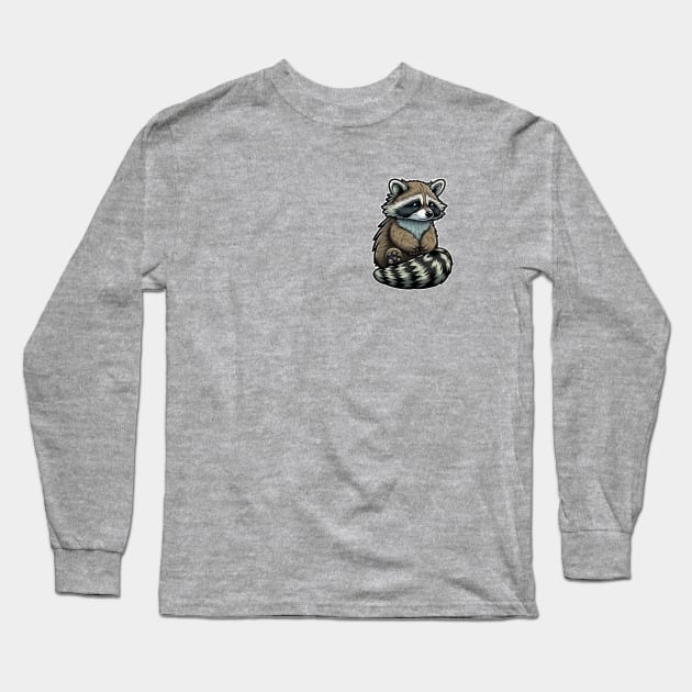 Cute Racoon Long Sleeve T-Shirt by MF Creator